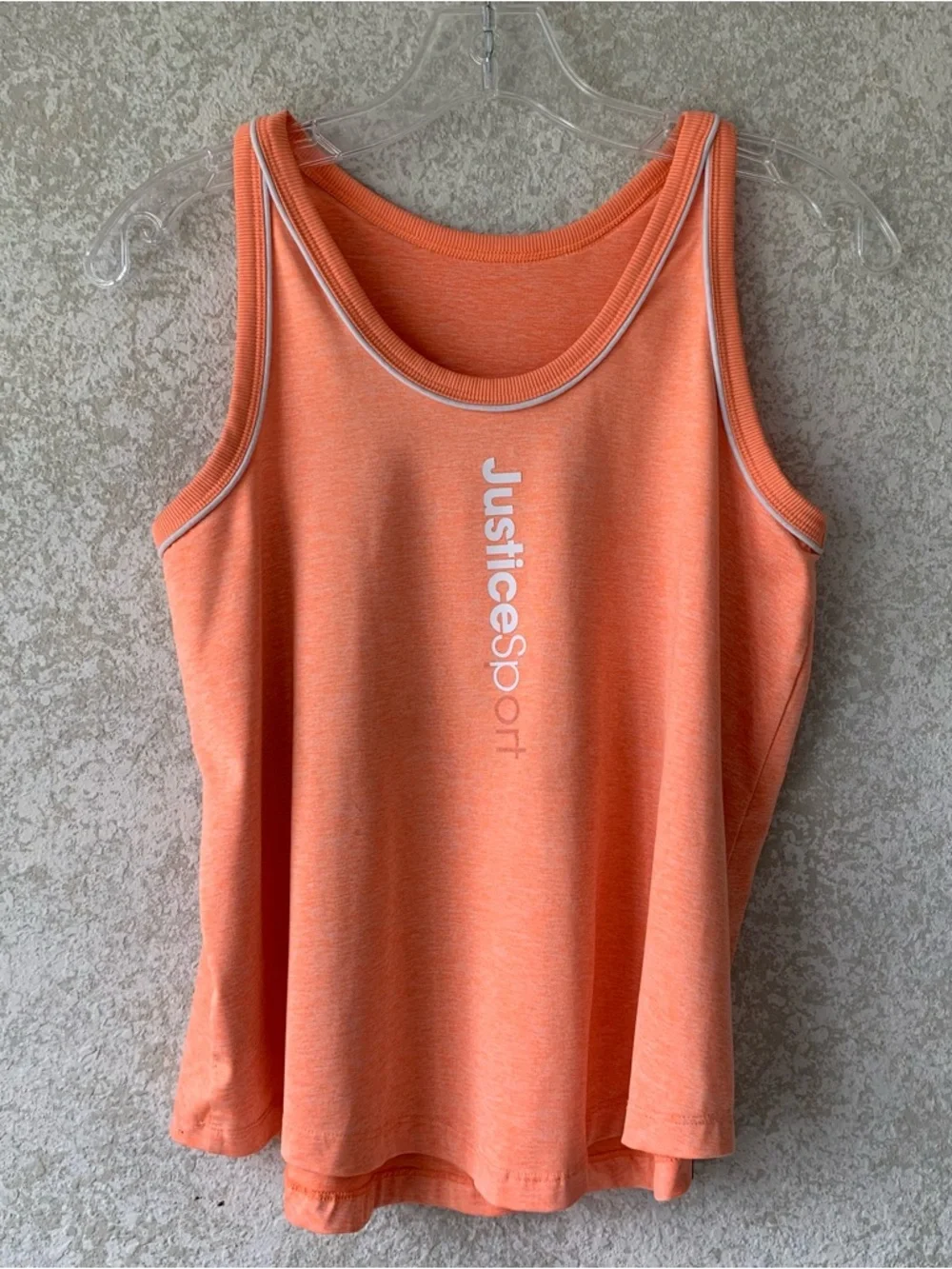 Justice Girls Orange Active Tank with Vertical Logo XL 16/18